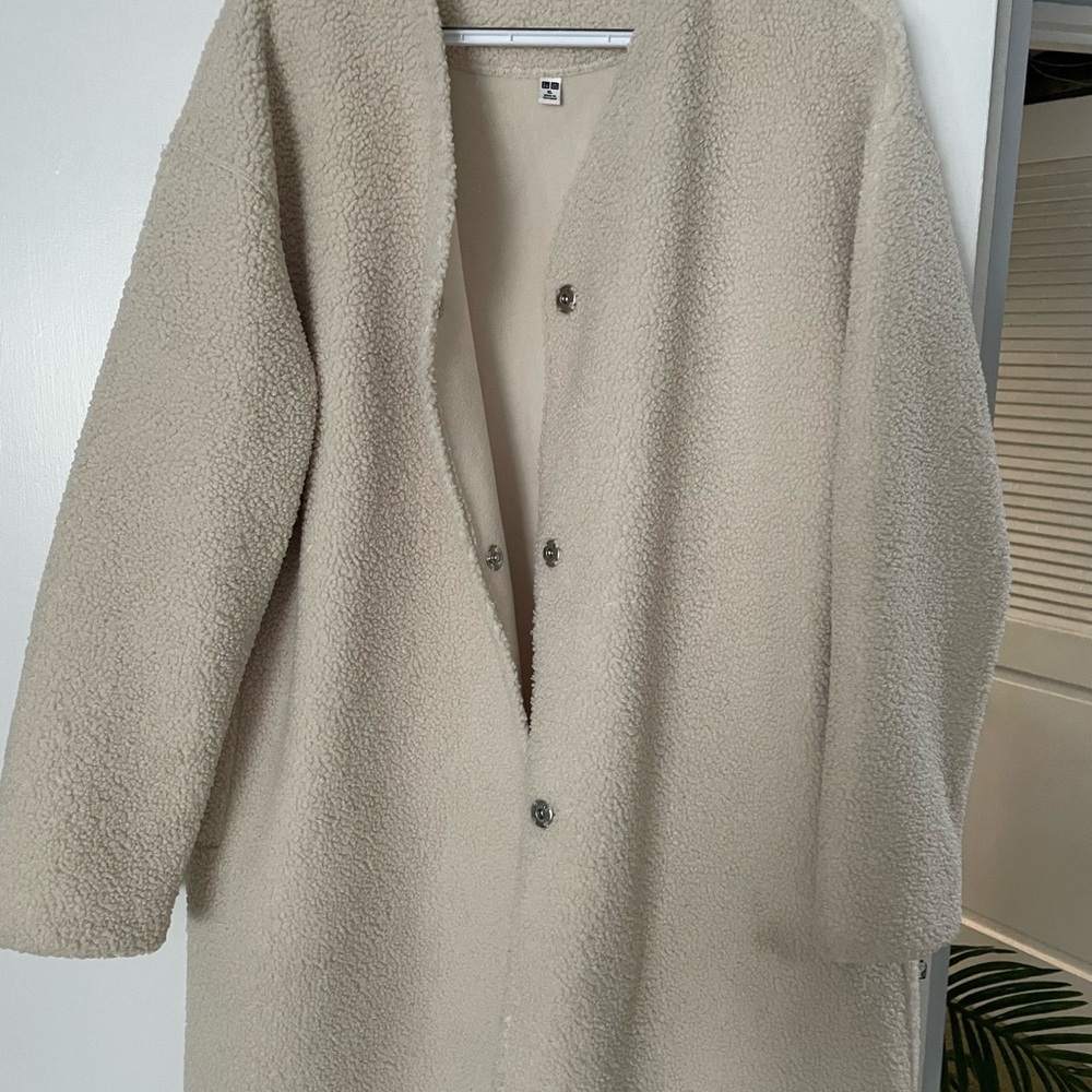 Uniqlo Cream Teddy Coat